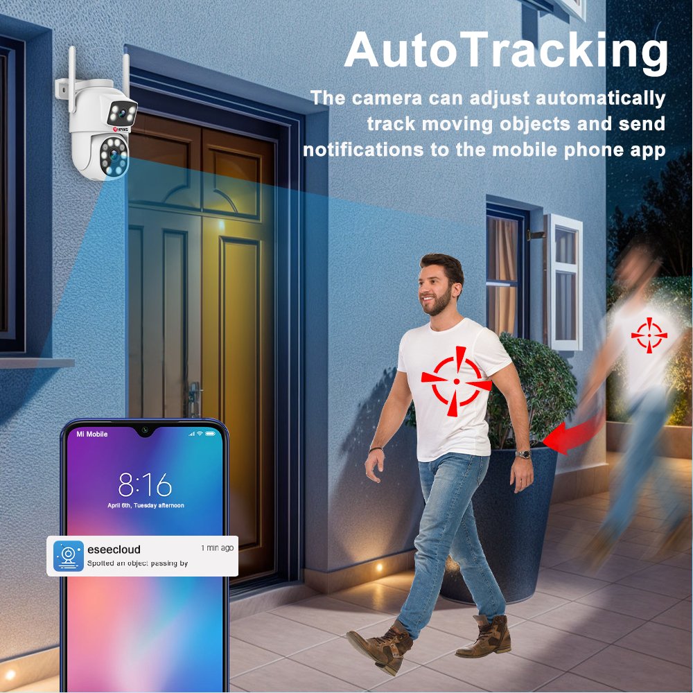 2K 4MP 8pcs Wifi Camera System Dual Lens 8ch Nvr Two Way Audio Waterproof Humanoid Detection CCTV Wireless Camera Home Security