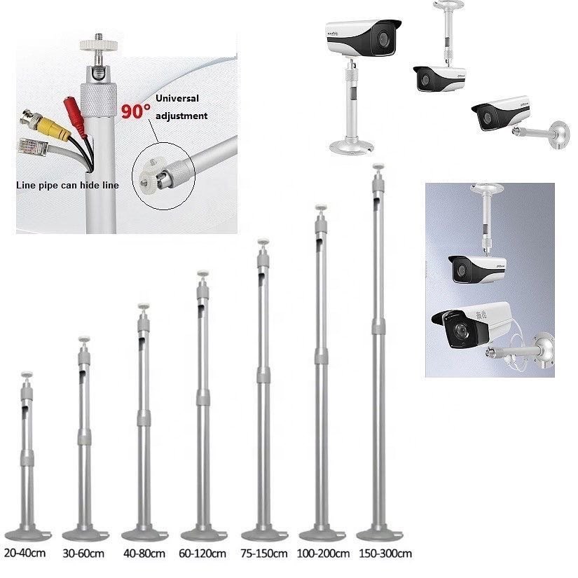 Telescopic Camera Bracket Aluminum Alloy Security Equipment Hardware Universal Pole Hidden Wire Base CCTV Monitoring Bracket