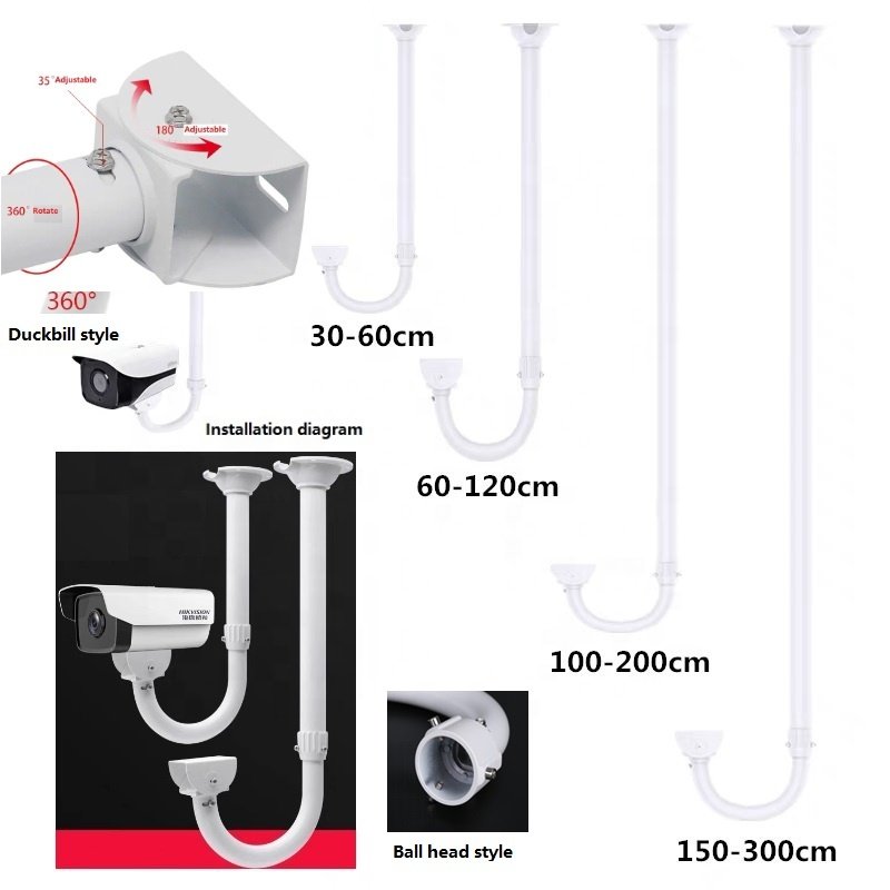 Telescopic Camera Bracket Aluminum Alloy Security Equipment Hardware Universal Pole Hidden Wire Base CCTV Monitoring Bracket
