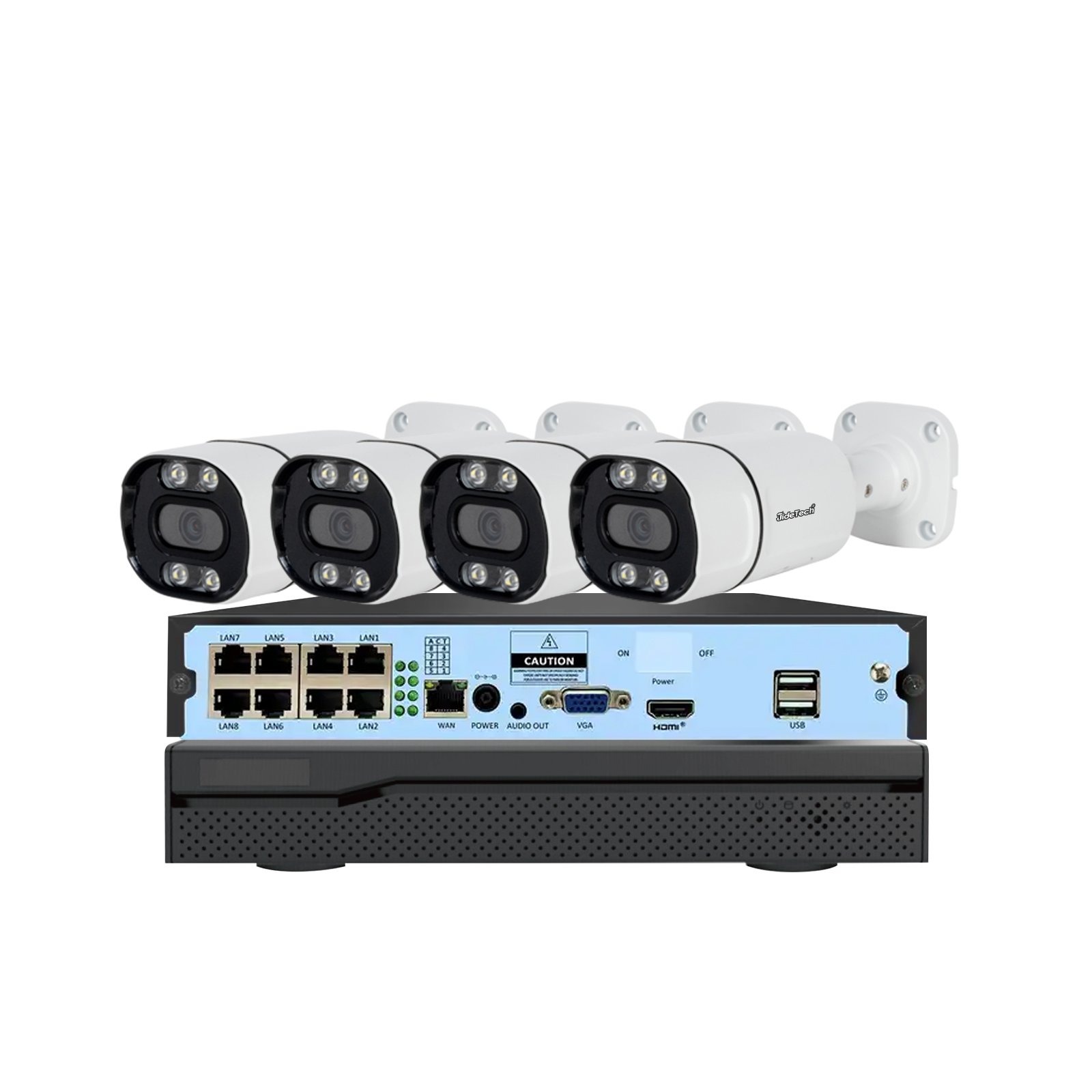 JideTech 5MP 4CH CCTV IP Surveillance Camera System Security Camera NVR KIT with Accurate Human Detection Tripwire Detection