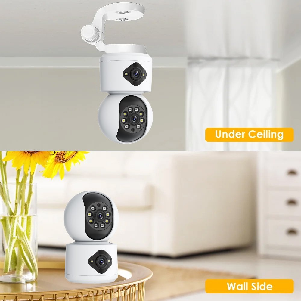 2 Lens Home Security Indoor WiFi Smart 2MP*2 Camera Surveillance Network PTZ CCTV Camera 360 WiFi Security Camera