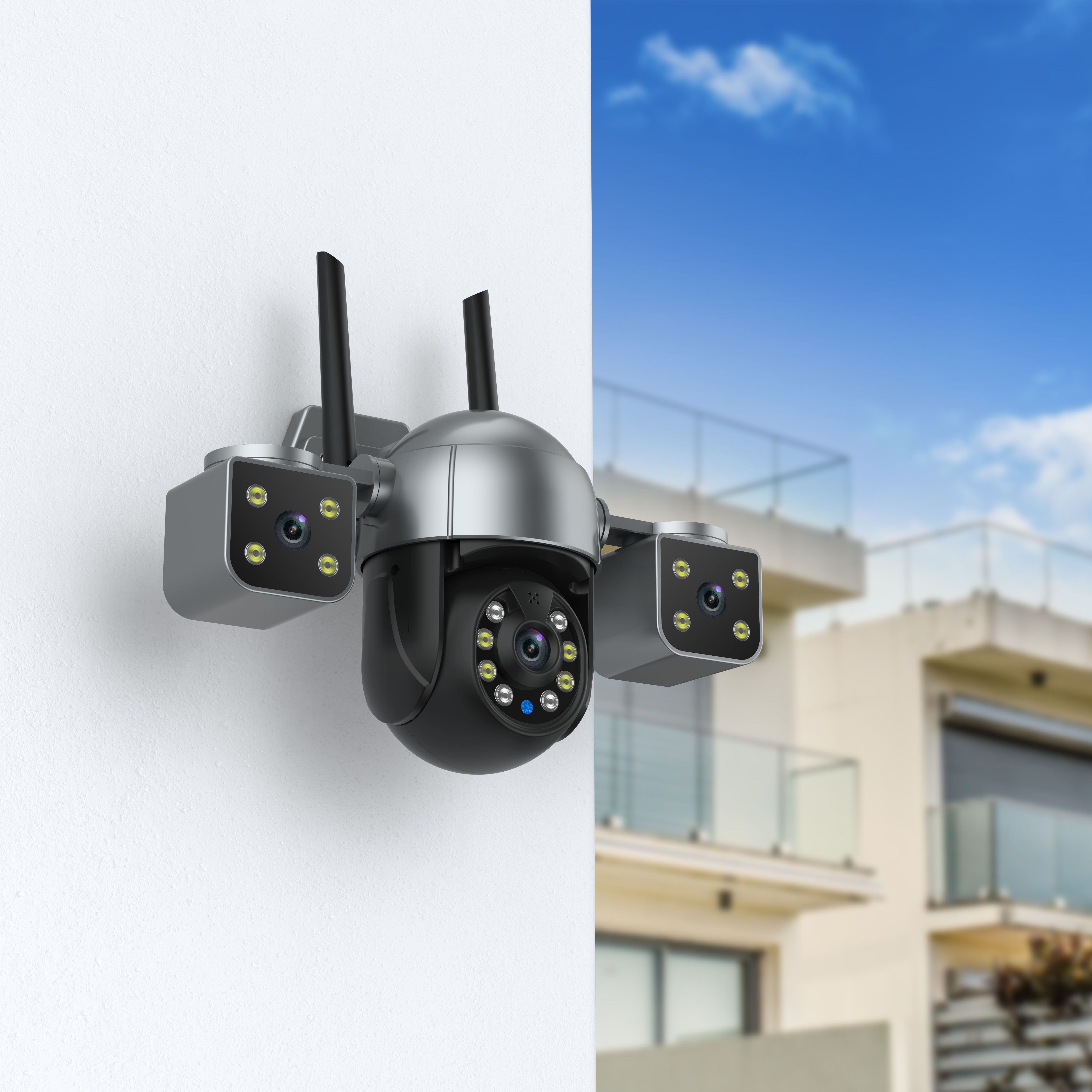 12MP WiFi Security Camera 3 Lens 3 Screens 8X Digital Zoom AI Human Detect 4MP Outdoor CCTV PTZ IP 6k Wireless Three Lens Camera