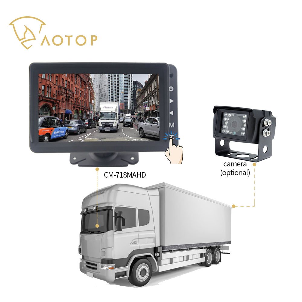 Aotop 3ch Truck Blind Spot AHD Video Signal Monitor Truck L/R Side View Rear View Camera Surveillance Reverse Aid Monitor System