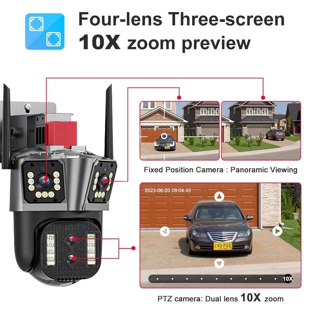 16MP 8K 10X Optical Zoom Surveillance Outdoor Cctv System WIFI Security Camera 8MP Camera Ptz Four Lens Network Camera