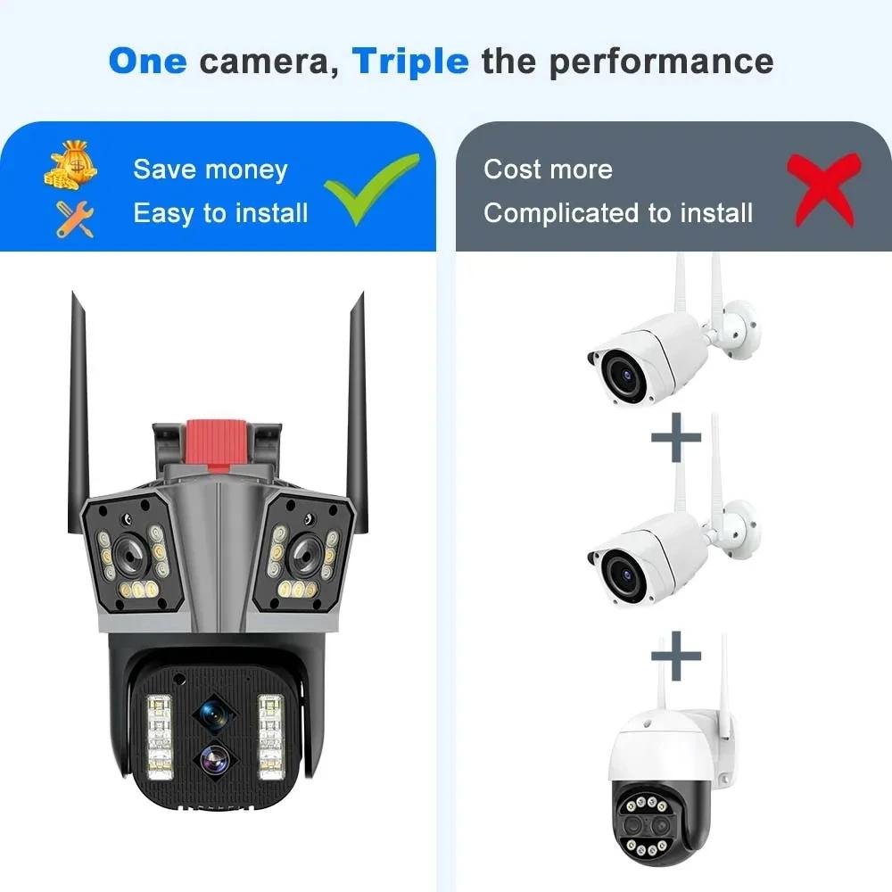 16MP 8K 10X Optical Zoom Surveillance Outdoor Cctv System WIFI Security Camera 8MP Camera Ptz Four Lens Network Camera