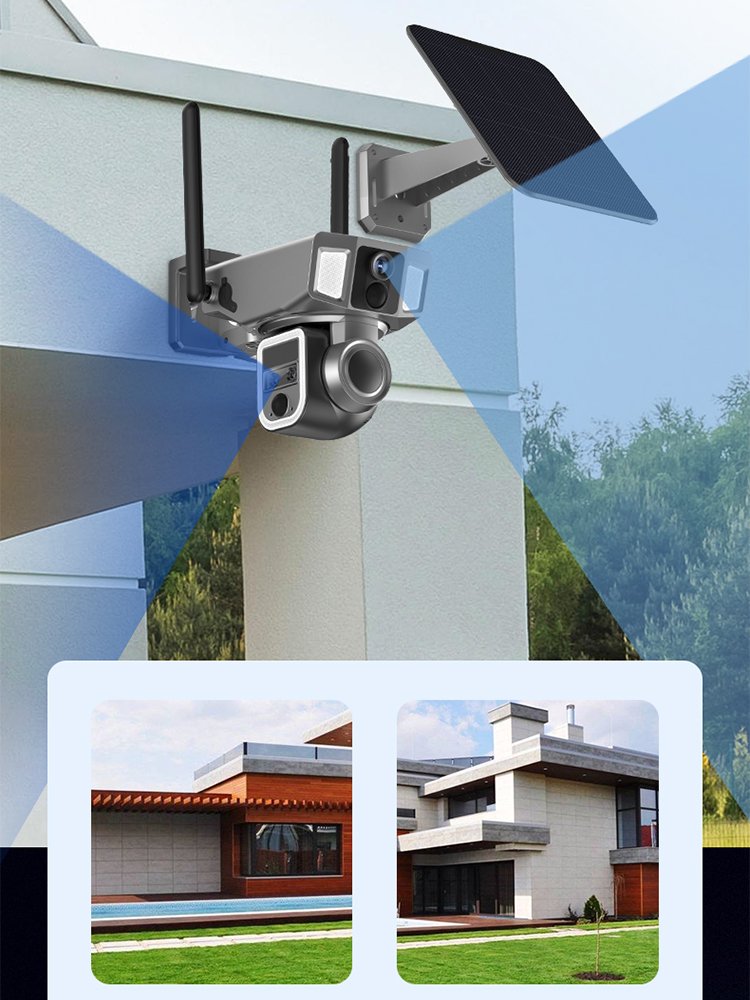 4G Surveillance Camera ip 4MP 2K Solar Panel Dual Lens 10X Zoom PTZ Security Solar Camera cctv camera home security