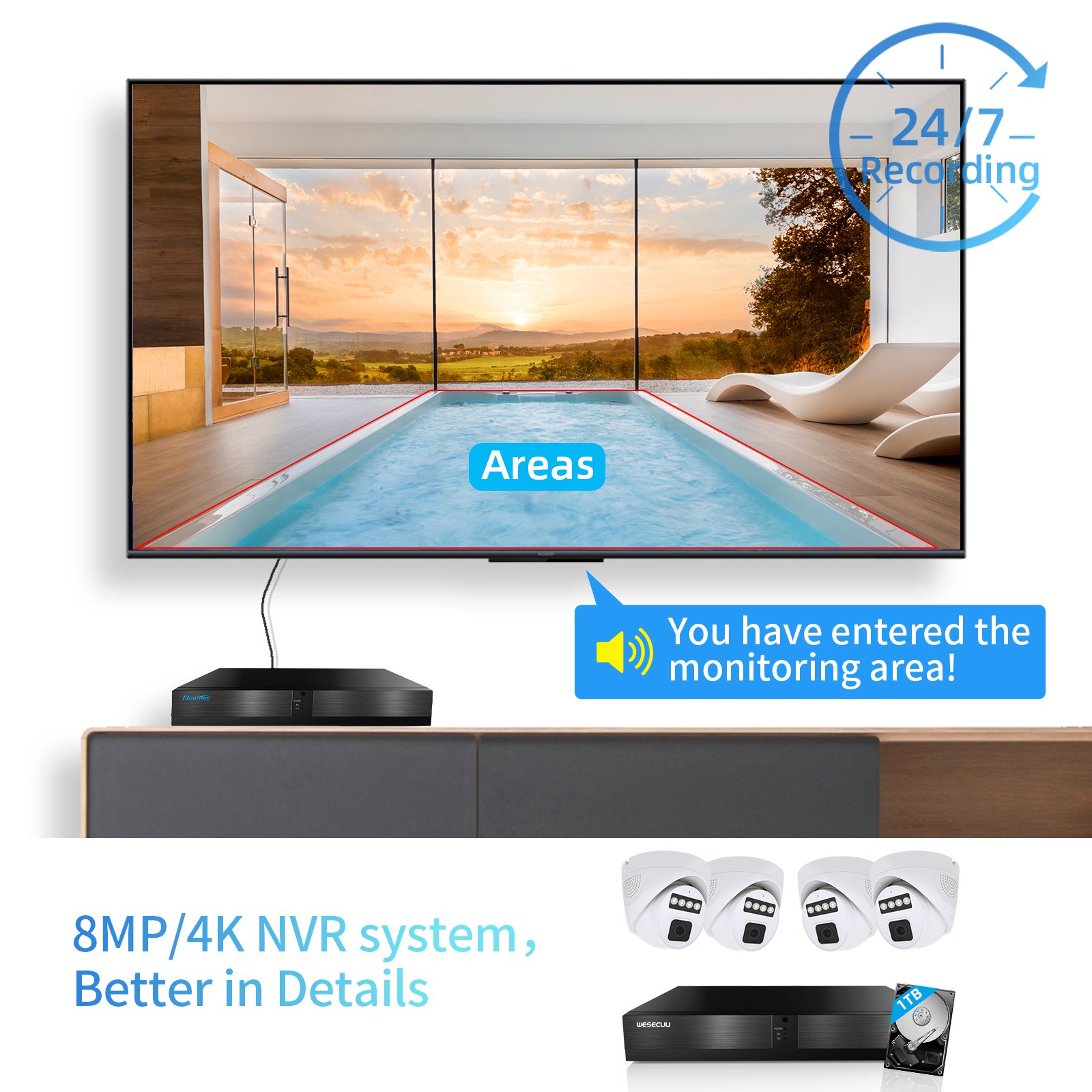 WESECUU video recorder indoor security alarm system poe security camera system cameras de seguridad network cctv system camera