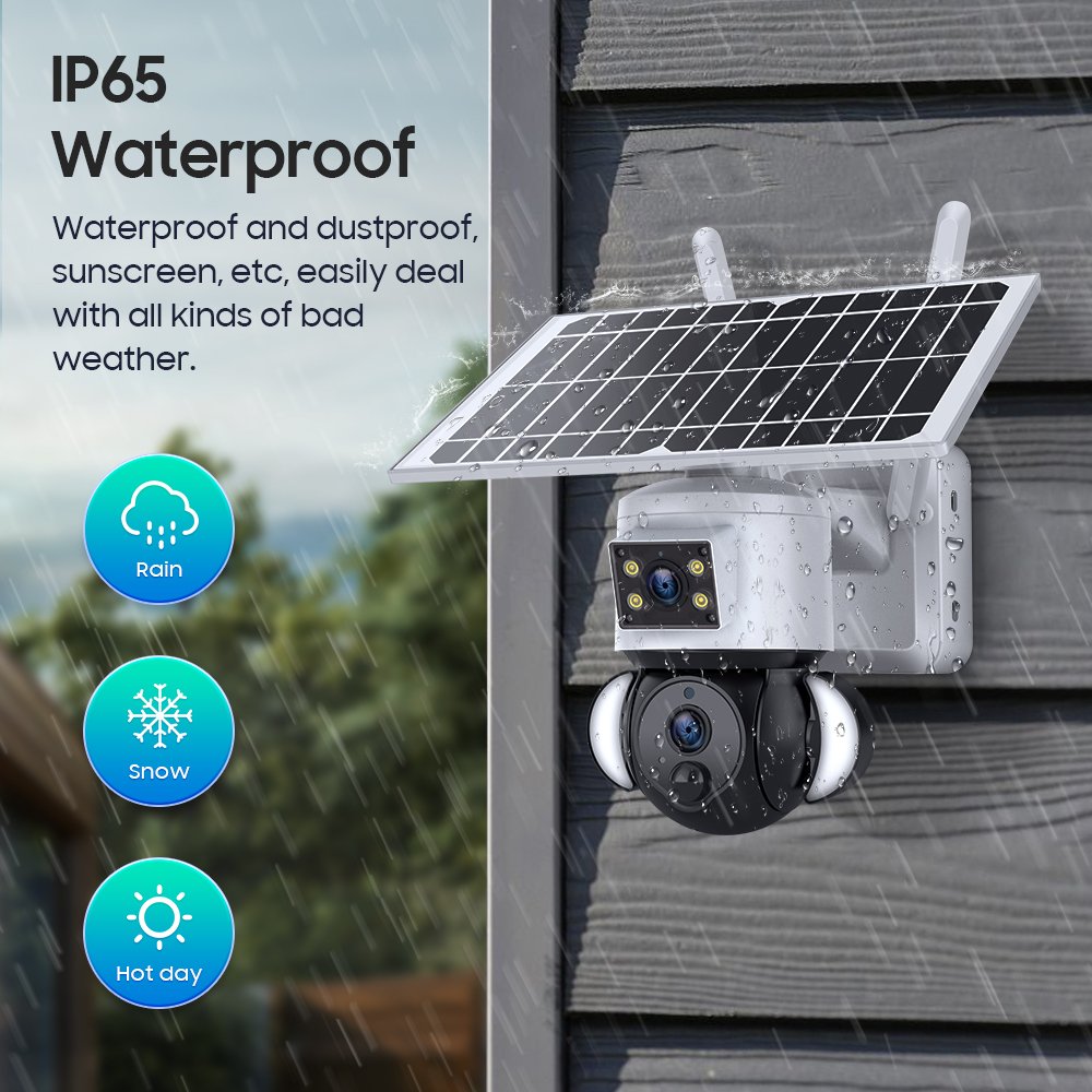 Color night vision 8mp 4k solar cctv camera 4g sim card dual lens wifi camera security cctv ip waterproof outdoor solar camera