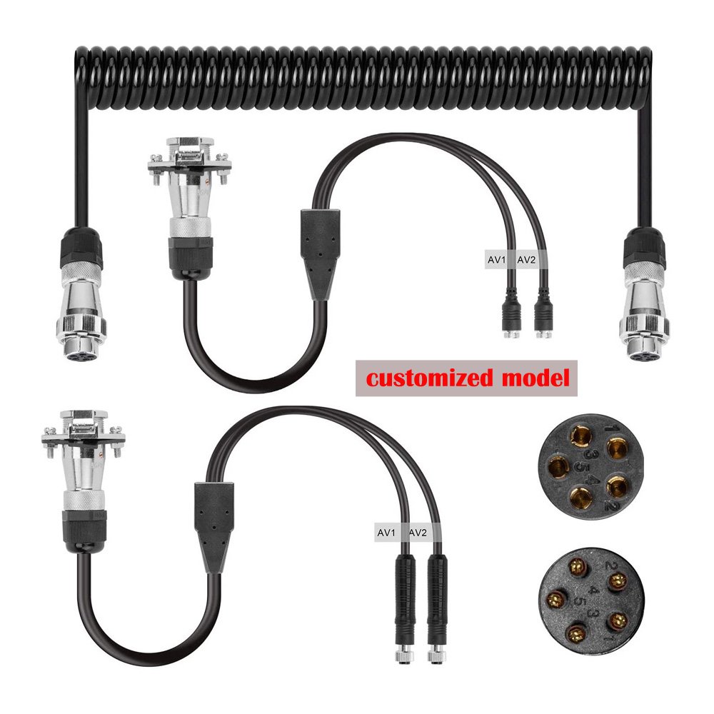 CAB-01S Heavy Duty Vehicle Coil Trailer Cable with 4 Channel 4 PIN AV Connector Disconnect Kit for Truck Caravan Motor Home