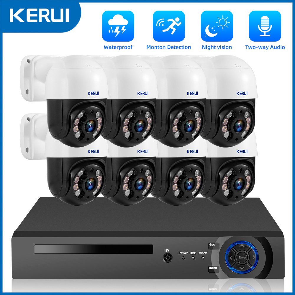 KERUI 8MP Outdoor Camera 4K NVR Surveillance System PTZ Network Camera Security CCTV NVR 8 Channel System Outdoor Cameras