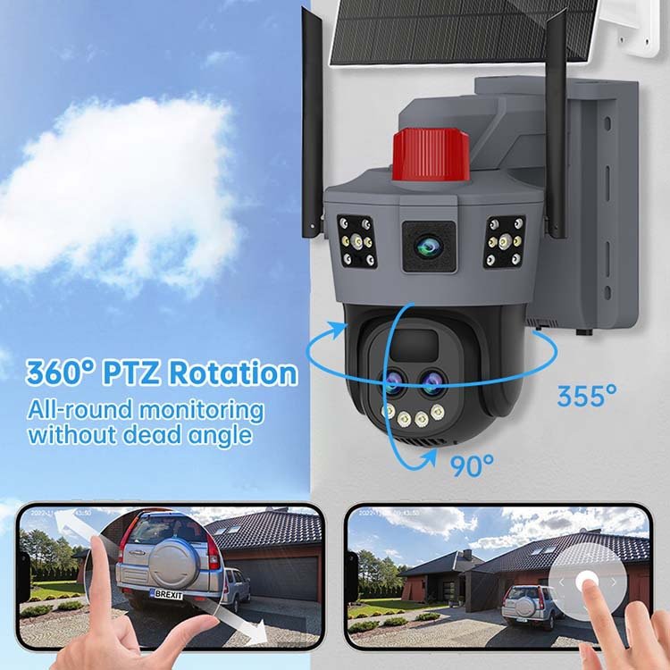 Okam outdoor high-definition 8MP 4G solar camera 10x zoom triple screen 360 ° home monitor