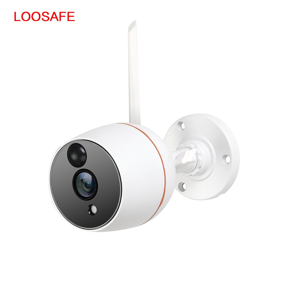 Loosafe 2CH Full HD 1080P Security Alarm White Smart Home Surveillance System Wireless Action Camera Kit With Screen