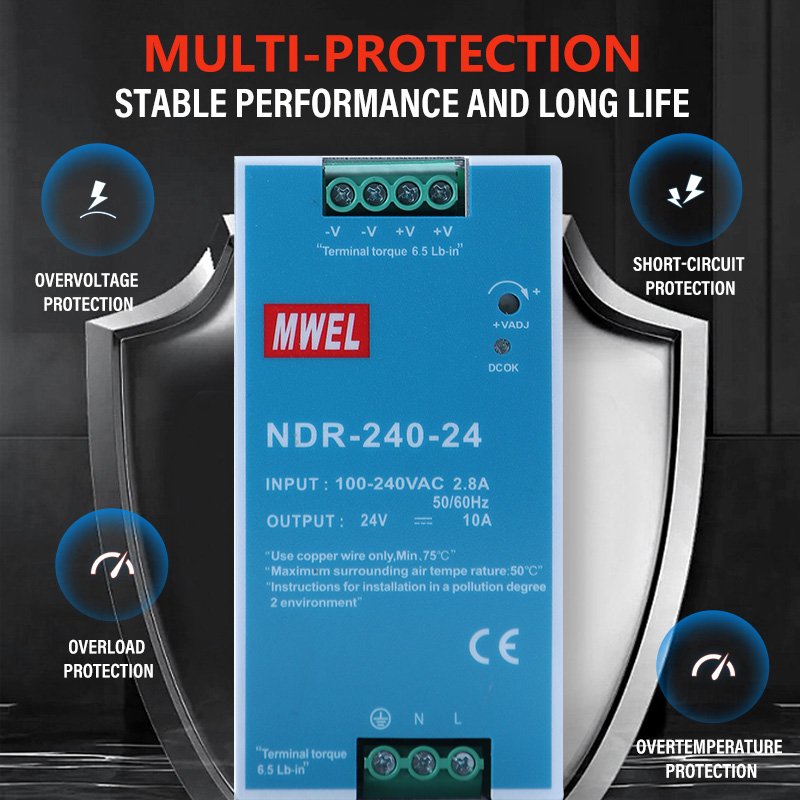 Wholesale MWEL NDR-120-12 120W 12V 10A Video Surveillance Systems Din Rail SMPS switching power supply