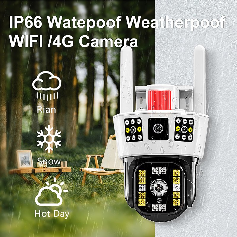 IP66 Streaming Live Mobile Controller 3 Screens WIFI Dual lens 4MP 4G Camara 360 high definition 1080p PTZ IP Camera V380 Pro