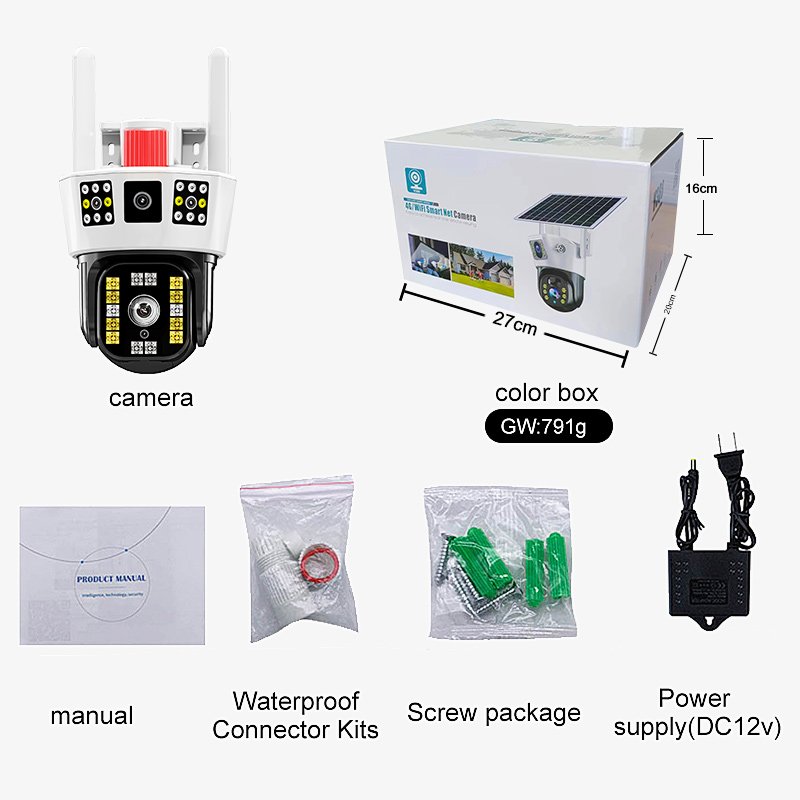 IP66 Streaming Live Mobile Controller 3 Screens WIFI Dual lens 4MP 4G Camara 360 high definition 1080p PTZ IP Camera V380 Pro