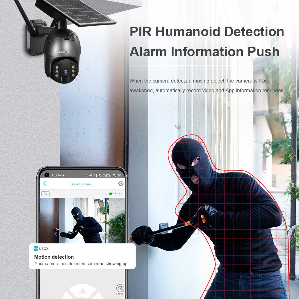 LS VISION 4MP Camara PTZ Solar 4G Solar Energy System Solar Energy System Panel Sim WIFI camera de surveillance sans 4g