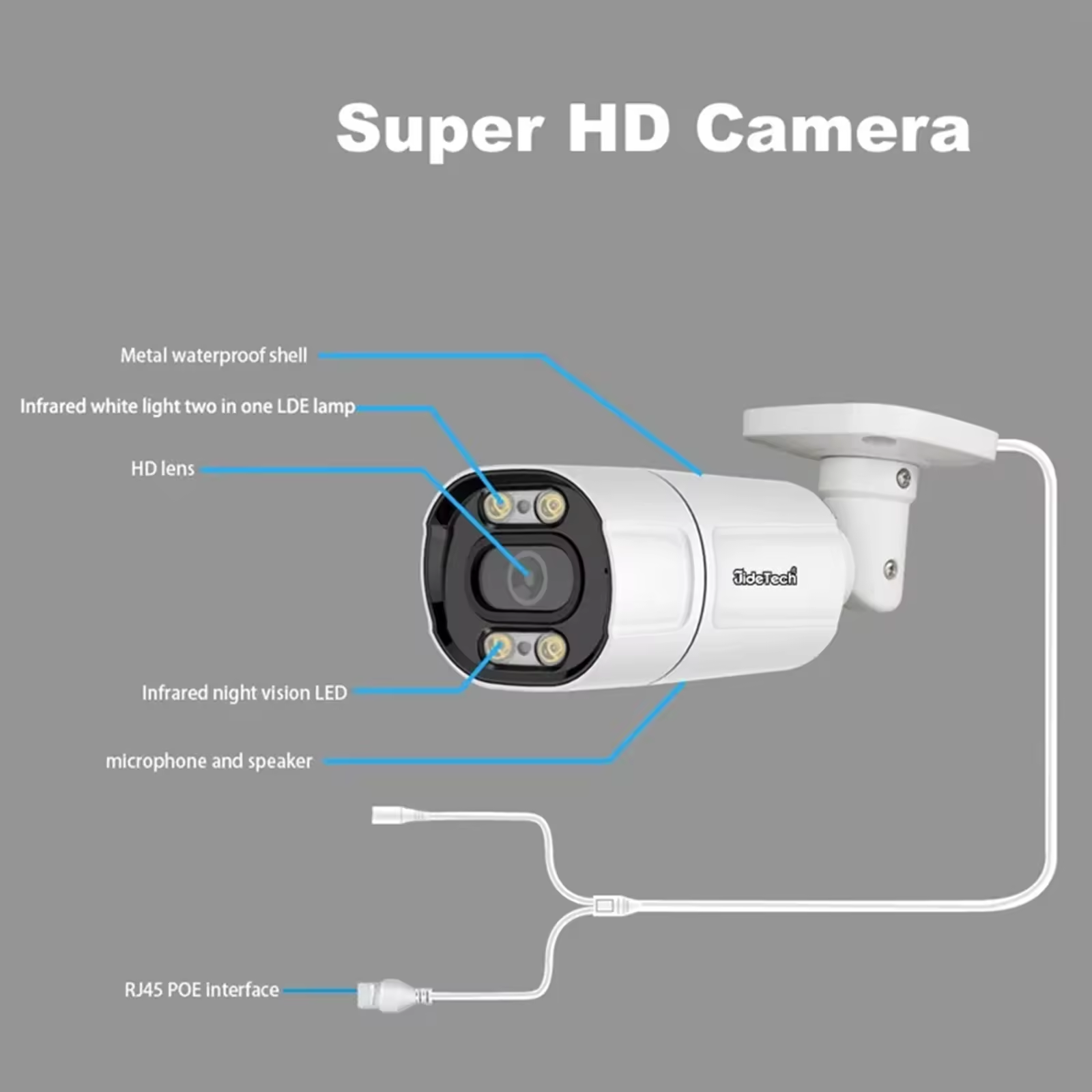 Security high-definition monitoring camera set, household outdoor waterproof full-color night vision 16 channel tube camera