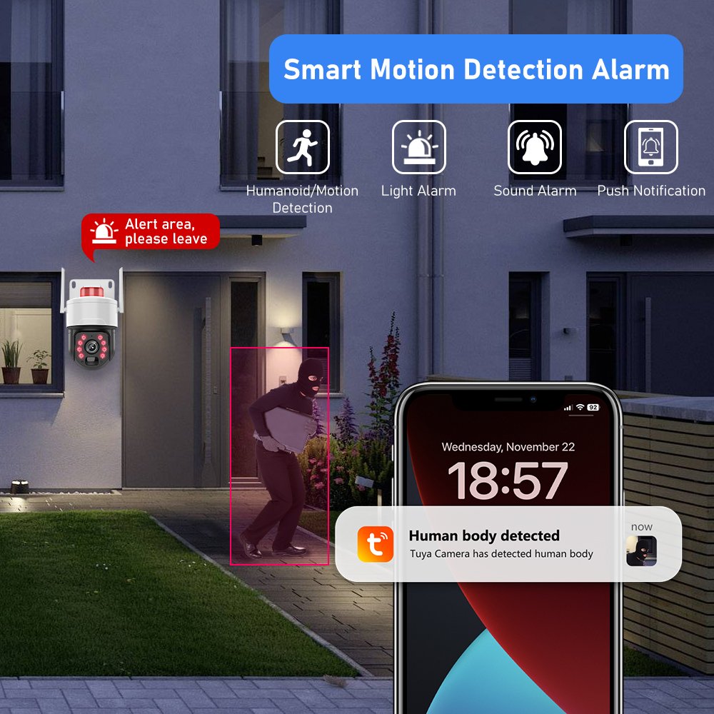 Tuya Smart 40X zoom 5MP 4K PTZ Wifi Outdoor P2P Security CCTV Camera Security Audio auto tracking waterproof IP Wireless Camera