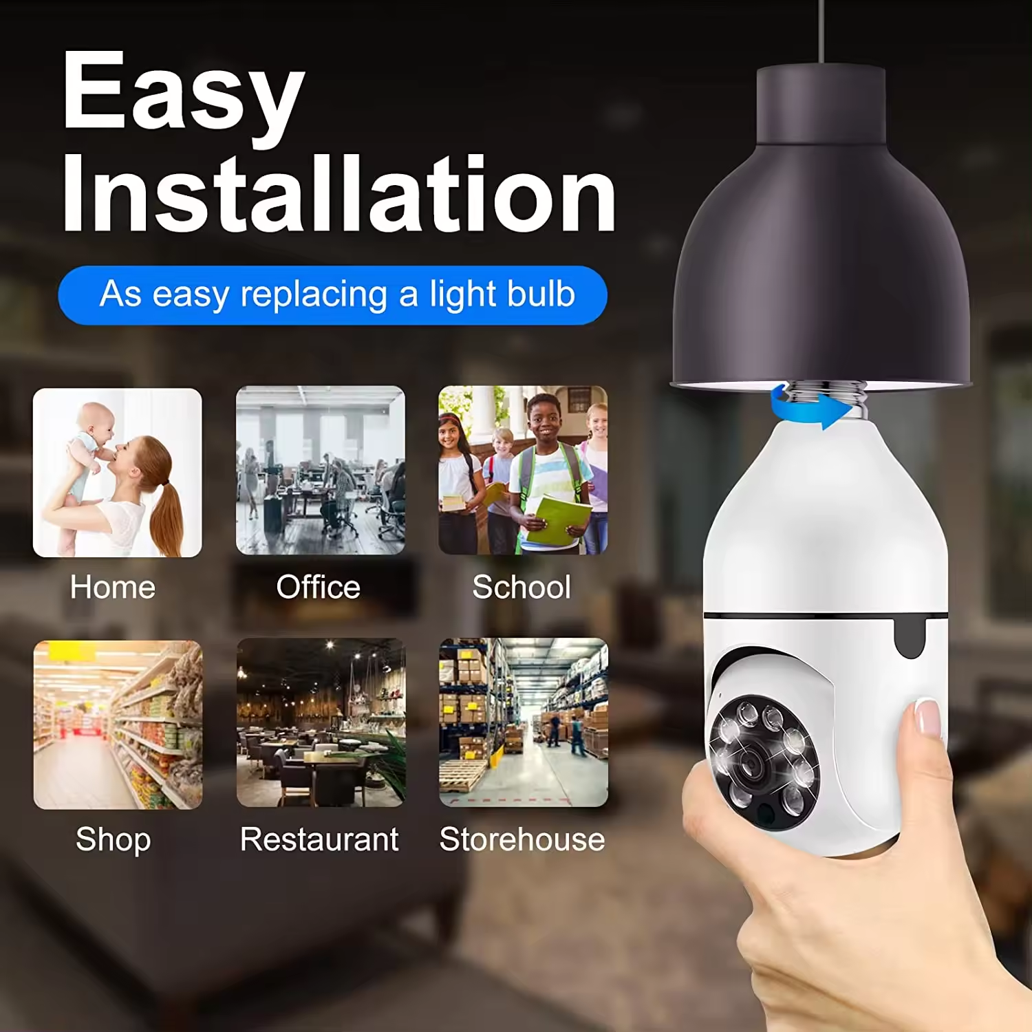 Wireless Bulb Camera Full HD 480P 720P IP 2.4G Night Vision Color WiFi CCTV Smart Tracking Digital E27 Security FTYcampro APP