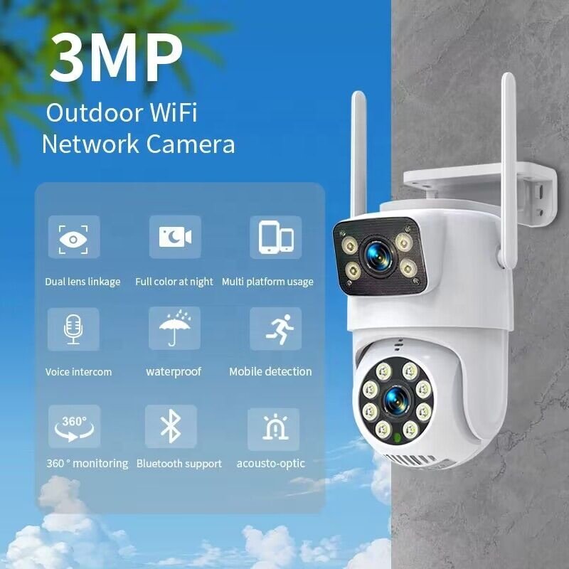 outdoor surveillance camera Dual screen display Motion detection IP66 infrared camera security camera system wireless