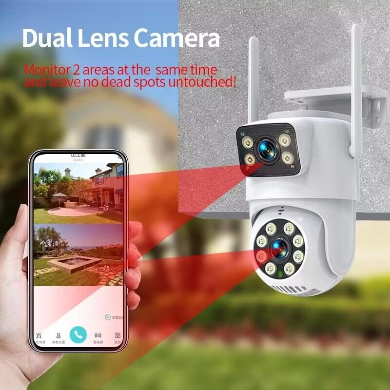 outdoor surveillance camera Dual screen display Motion detection IP66 infrared camera security camera system wireless
