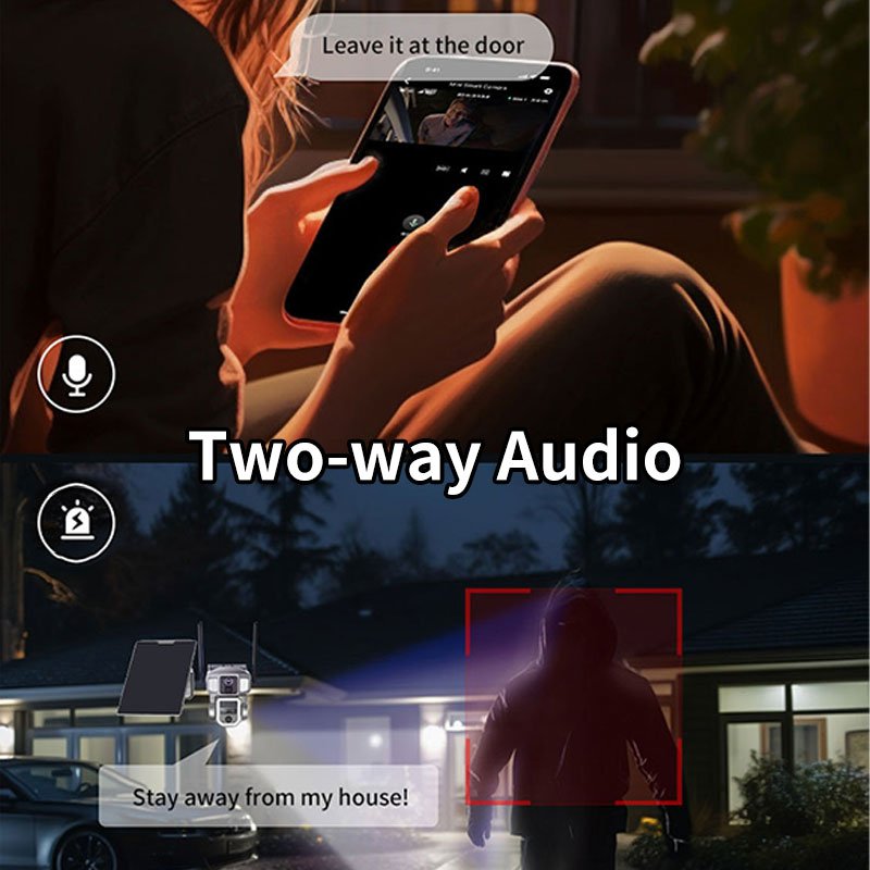 WERYSAFE 4G WIFI Dual Network Screen 8MP 4K Three Lens 10X Optical Zoom PTZ Solar Security Light Alarm Surveillance Camera