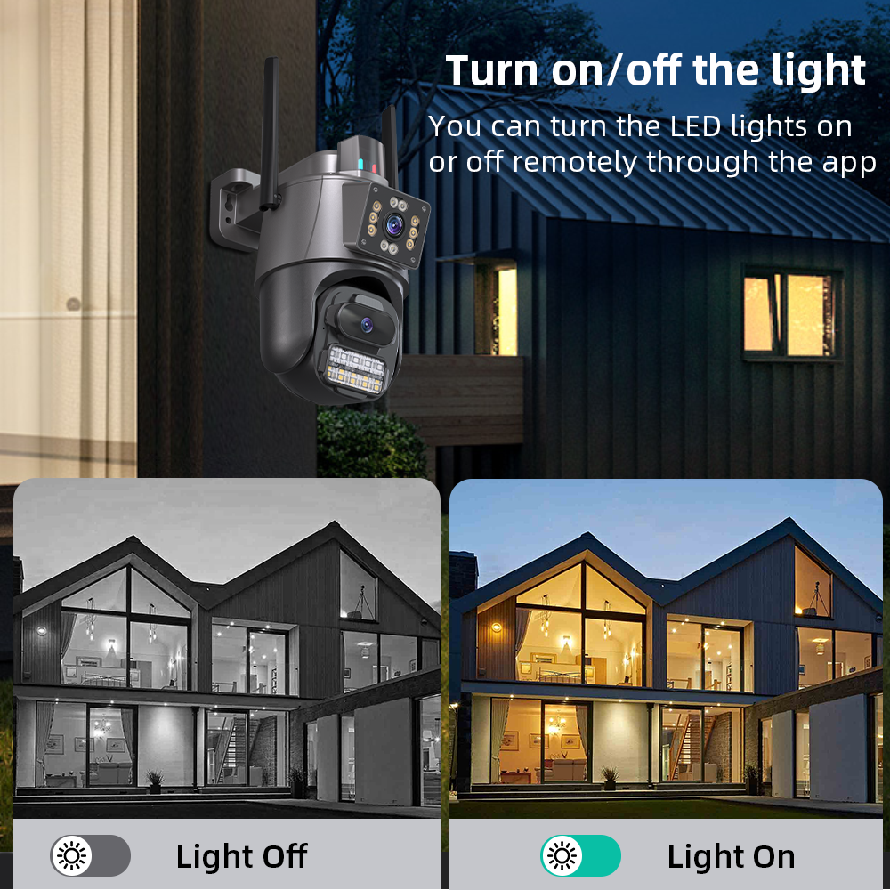 6MP WIFI Camera DUAL Lens 2 Screen PTZ 10X Zoom Two Way Audio Color Night Vision Outdoor Home CCTV Surveillance Wireless Camera
