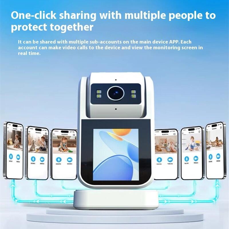 Indoor house hold smart camera with screen 360 degree WiFi camera mobile phone two-way video call network monitoring system