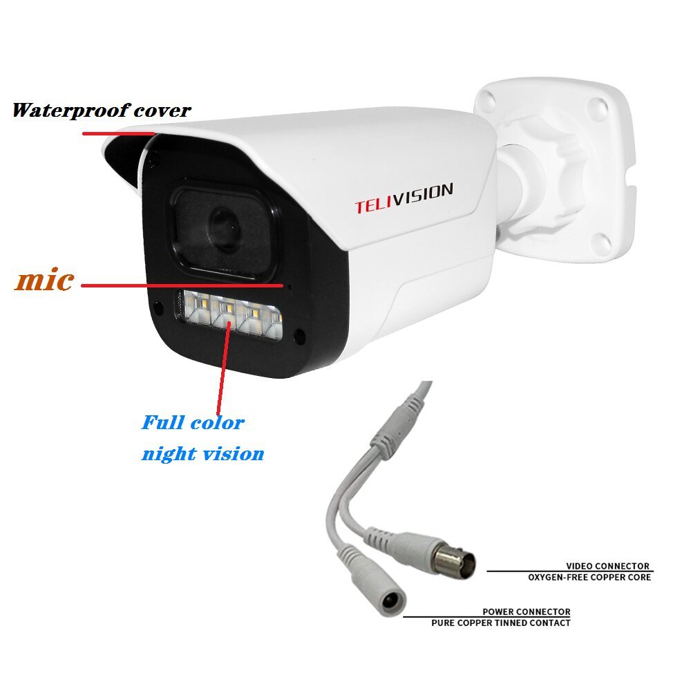 4CH 3MP audio 4K 2 Outdoor 2 indoor DVR kit CCTV camera Mobile phone network remote monitoring security camera system