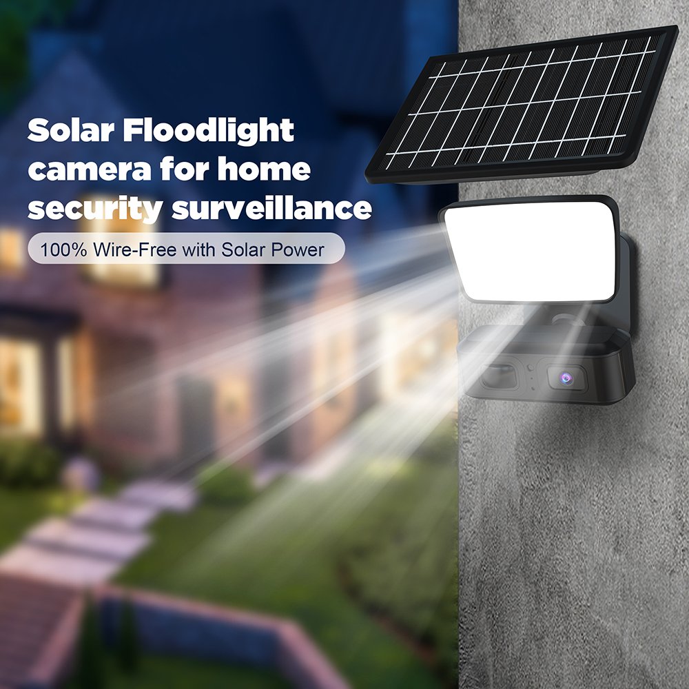 LLCLCTEK 1080P 4G Solar Powered Floodlight surveillance of PIR Motion detection P2P Security wireless cctv system