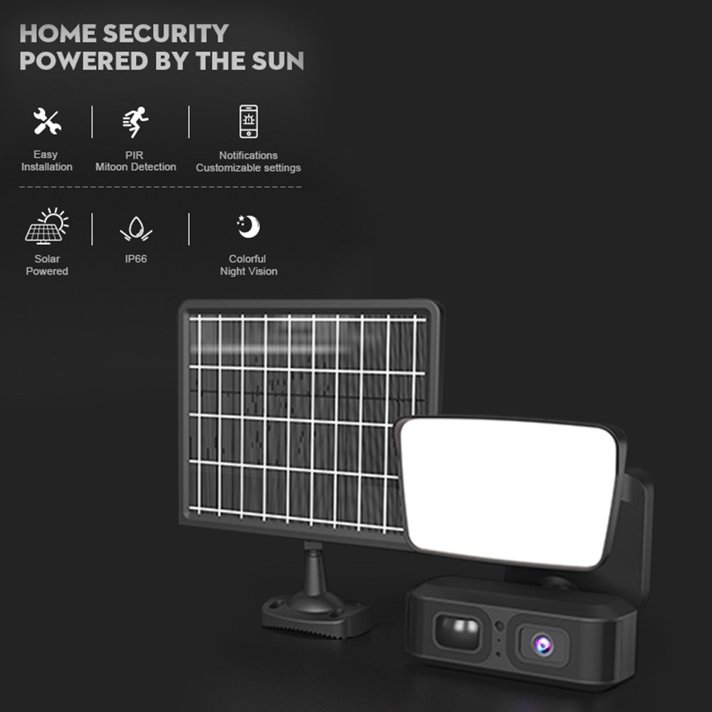 LLCLCTEK 1080P 4G Solar Powered Floodlight surveillance of PIR Motion detection P2P Security wireless cctv system