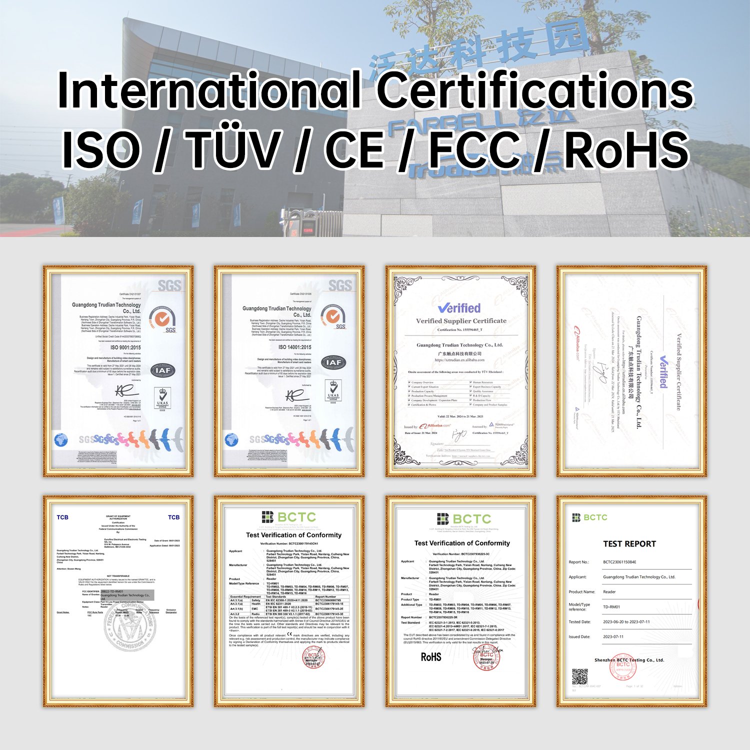 CE ISO Rohs Certified 4.3" LCD Screen Video Door Phone IP65 Waterproof SIP-Protocol Supported Multi-Apartment Video Intercom