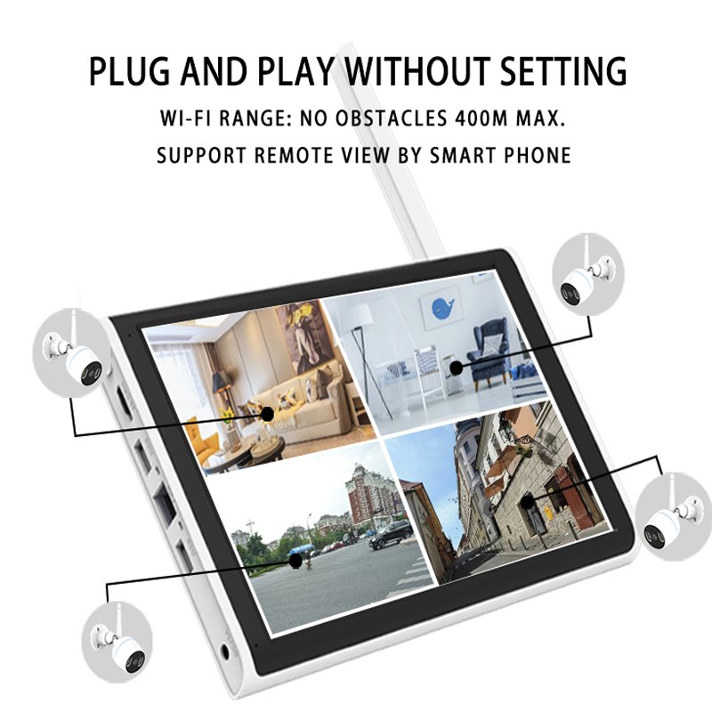 IP66 Waterproof Outdoor Indoor 4CH 3MP Home Security System Surveillance Camera Kit WiFi IP CCTV Camera