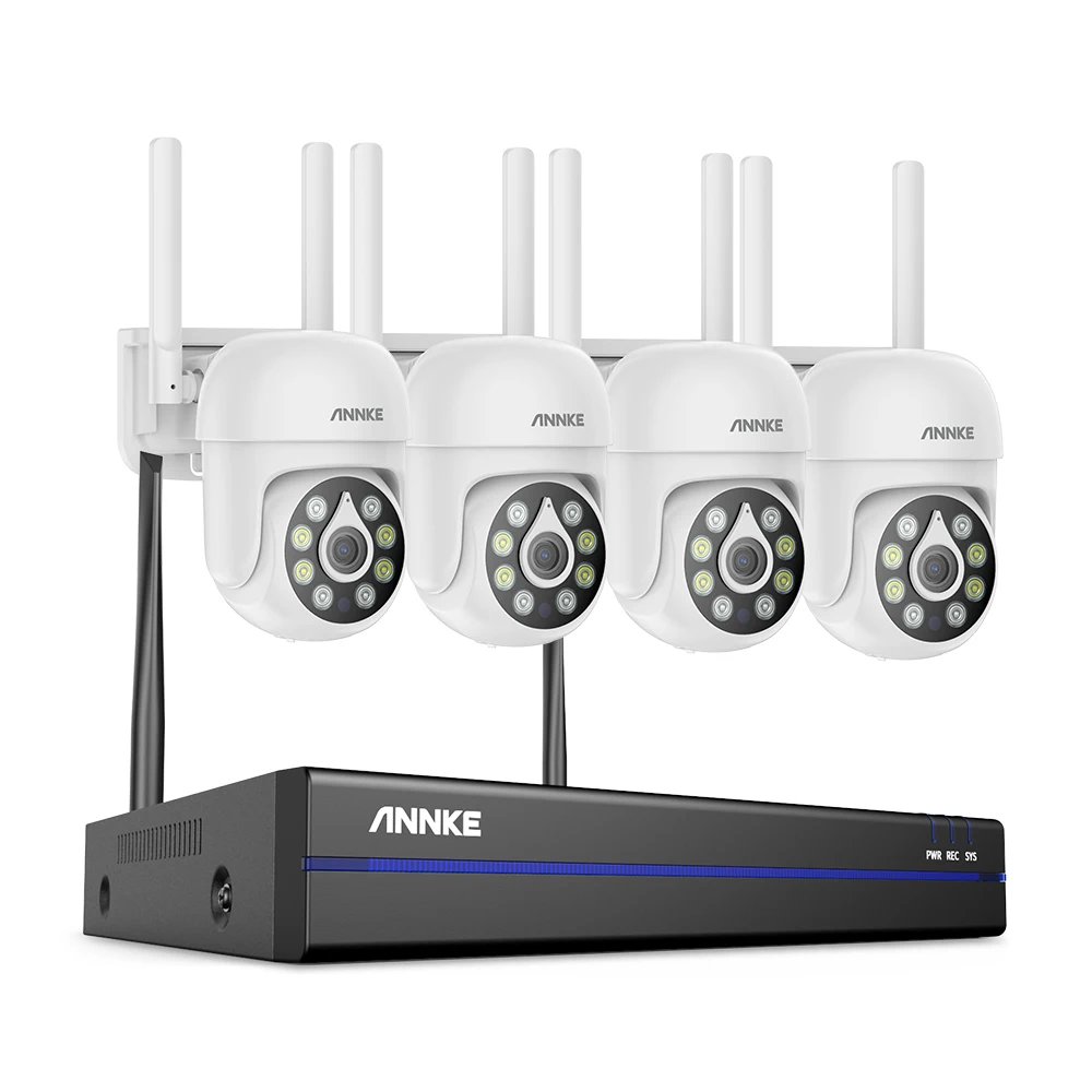 ANNKE 5MP Mini PT Wifi Camera System with 8CH HD NVR, Night Vision, Human Detection, and Two-Way Audio - Complete NVR Kit