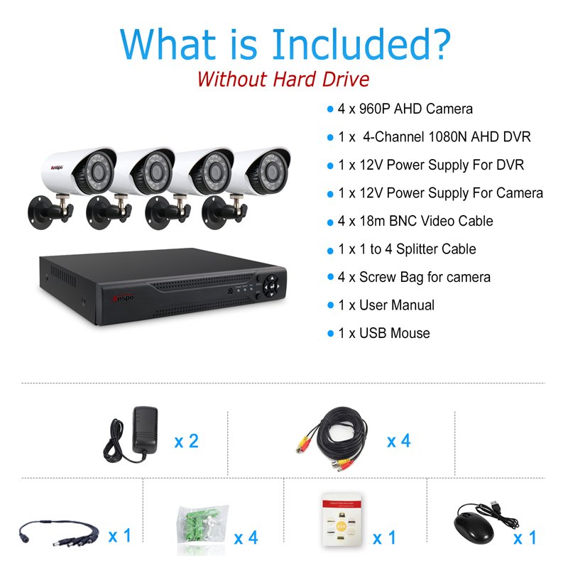 Promotion AHD 4CH CCTV Surveillance KIT 1.3MP AHD Camera Night Vison BNC cable CCTV system 4 Channels 720P AHD