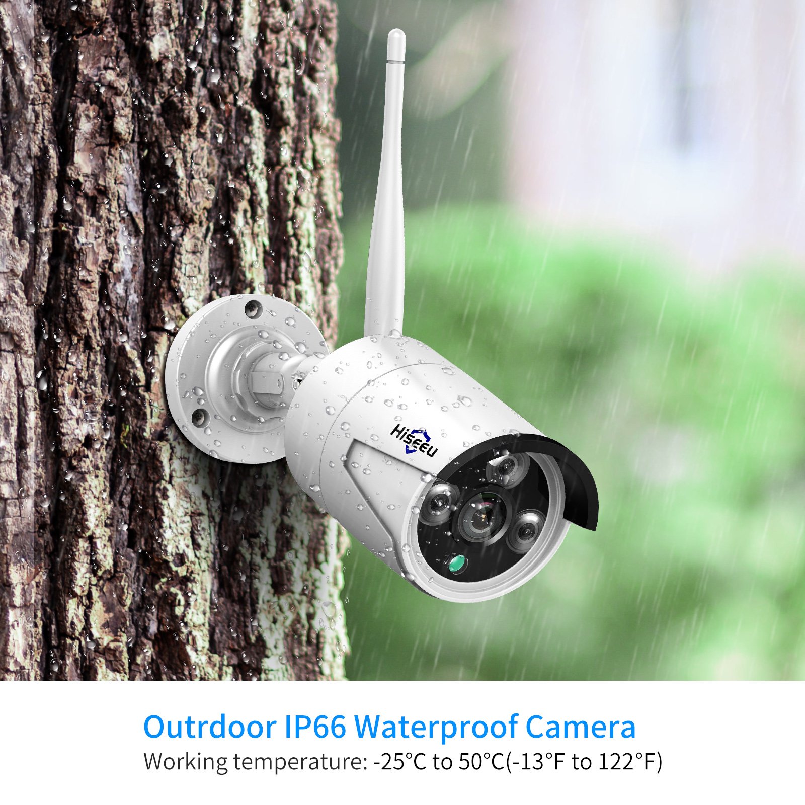 Hiseeu 4MP Night Vision Motion Sensor Home Security Camera System Wireless Nvr Recorder Cctv Camera Set Wifi H.265 4CH Camera