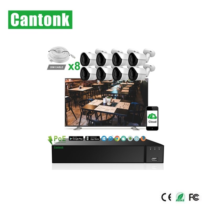 Cantonk Hik OEM Vision 4 8 16 Channel Bullet 4K 8MP Outdoor Home PoE NVR CCTV Kit Surveillance Security Camera System