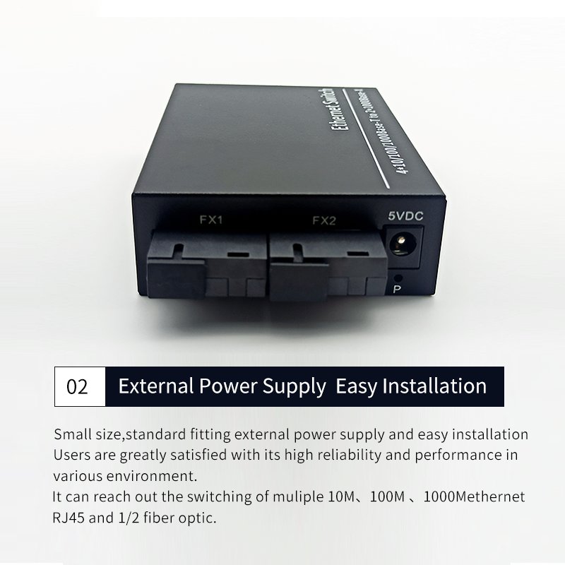100/1000M Fiber Converter 2 SC Fiber Port 4 LAN RJ45 UTP Port Duplex Fast Ethernet Fiber Optical Media Converter Switch 2F4E