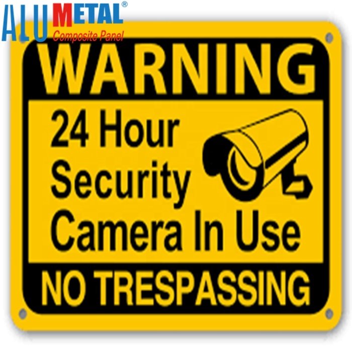 Reflective Warning 24 Hour Video Surveillance Security Camera System in Operation Metal Yard Sign