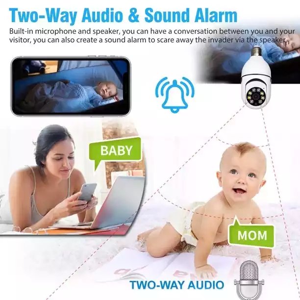 2MP Bulb Socket E27 Wireless Surveillance Video Camera WiFi Security Light 360 Degree Panoramic CCTV Camera