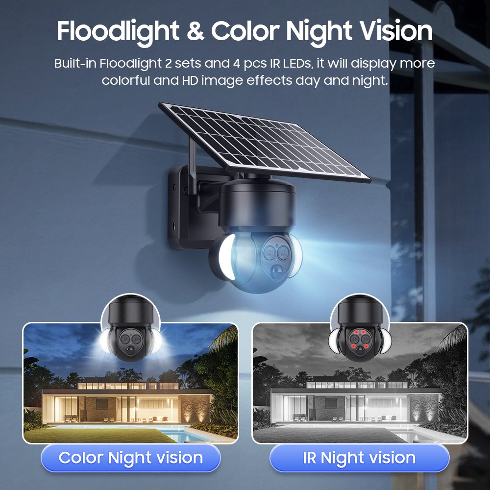 Dual Lens 6MP Wireless Home Security System 4G/WiFi Solar Surveillance Cameras & Outdoor IP Camera for Superior Protection