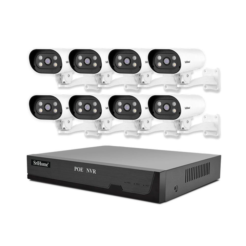 Hot SriHome NVS005+4/8SH037B NVR POE HD 8MP CCTV IP Cameras Kits 5MP Home Video Surveillance Cameras System Intelligence Camera