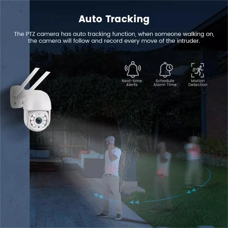 4MP Full Color Home Security Camera 360 Degree Wide Angle with Night Vision Spotlight and Human Auto Tracking for Outdoor Use
