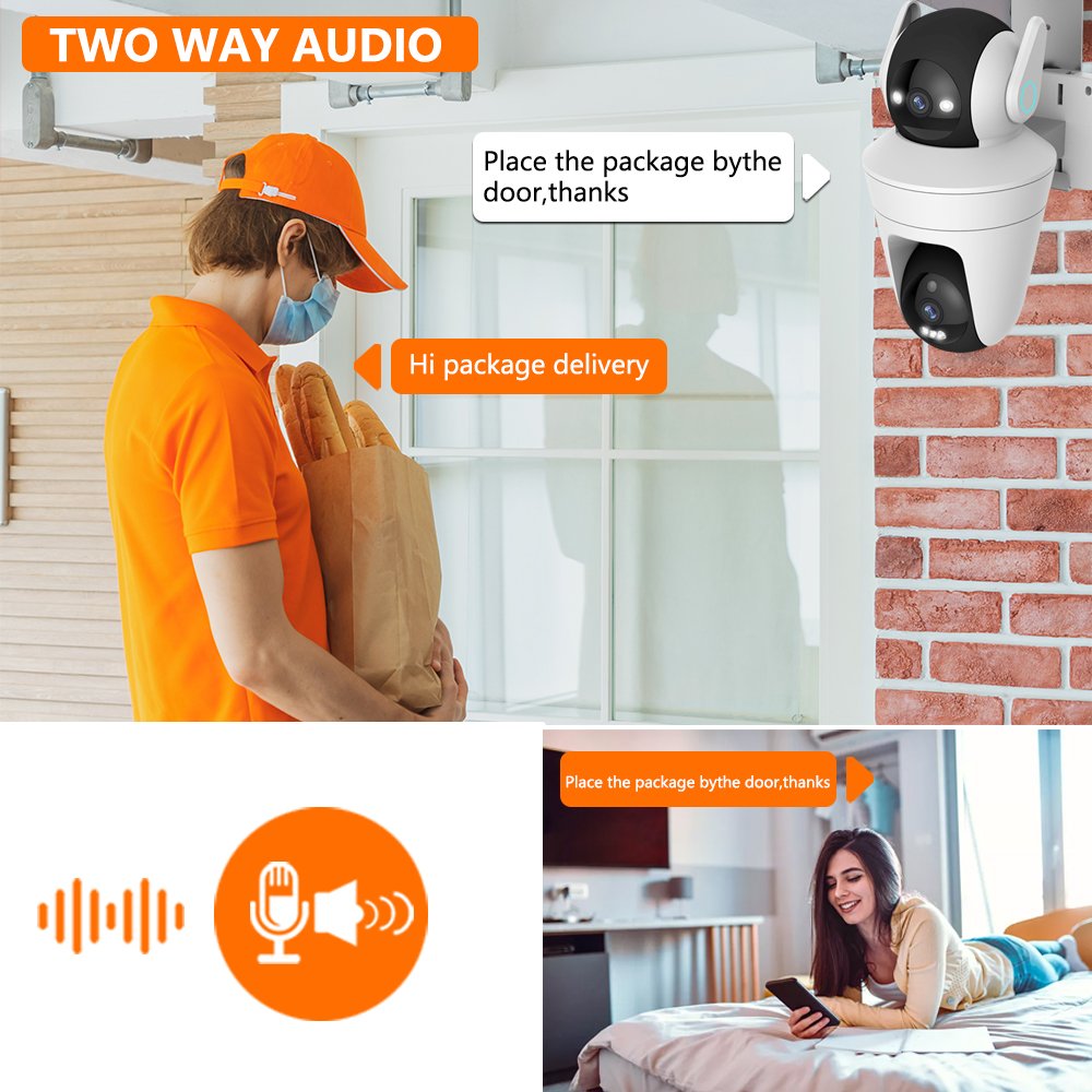 5K Outdoor IP66 Dual Lens Security Wifi Camera Ptz 360 Degree Night Vision With Auto Tracking Alarm System Cctv Camera 10MP