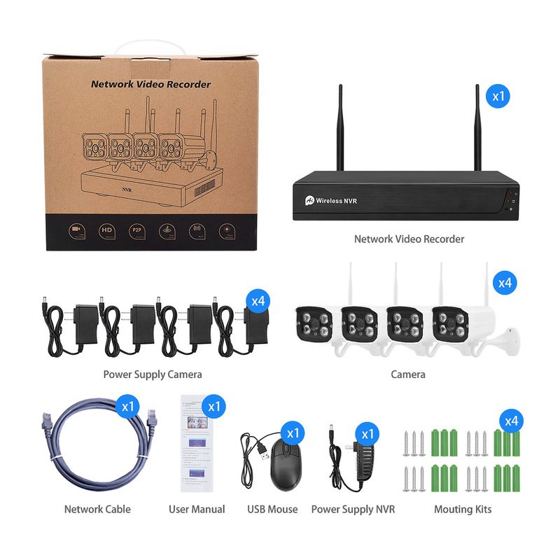 CCTV Camera WIFI Security Surveillance Camera System 5MP 4 Channels Wireless NVR Kit WIFI IP Camera System Surveillance Kit 4CH