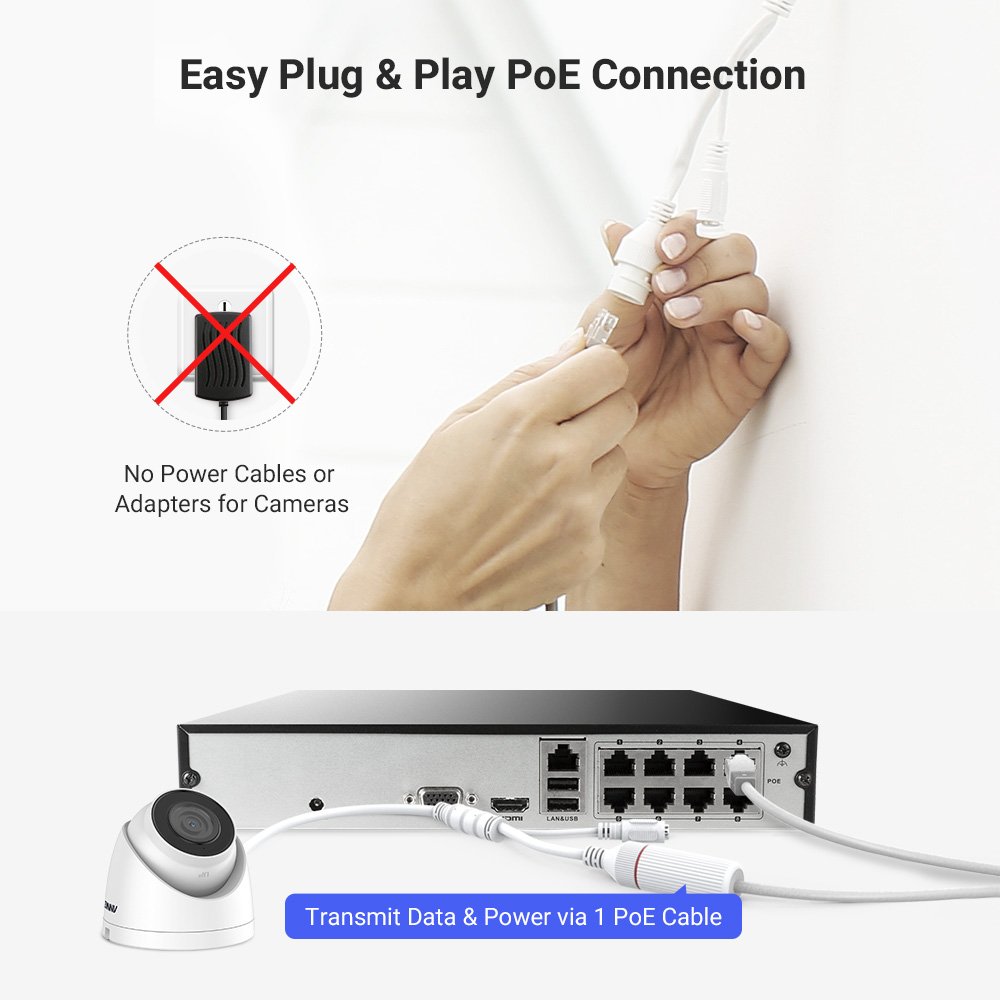 ANNKE 6MP 8CH POE NVR Security System with 8pcs Turret Surveillance CCTV Cameras, Audio, Motion Detection CCTV Outdoor Camera