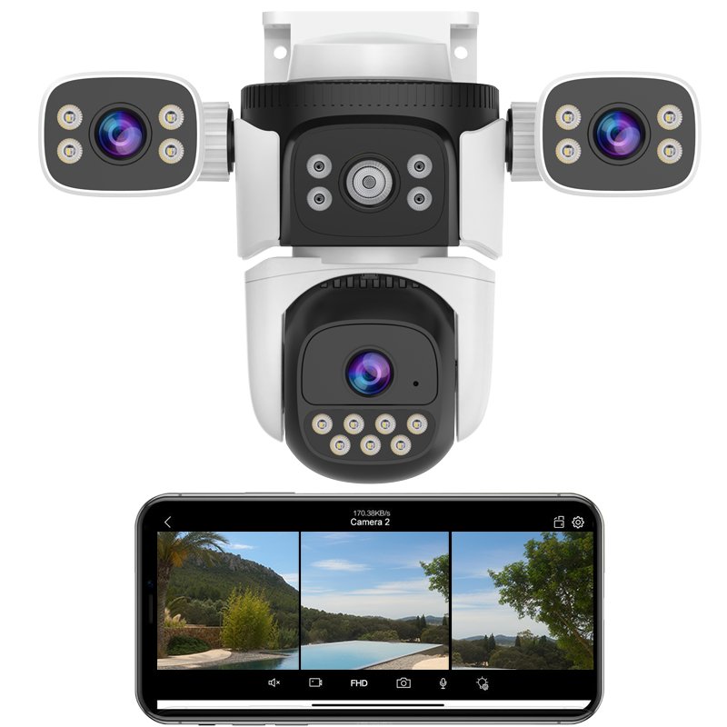 3K 6MP 360 Degree Panoramic Waterproof Outdoor Video Ptz Wireless Surveillance IP Security CCTV Outside Night Vision Wifi Camera