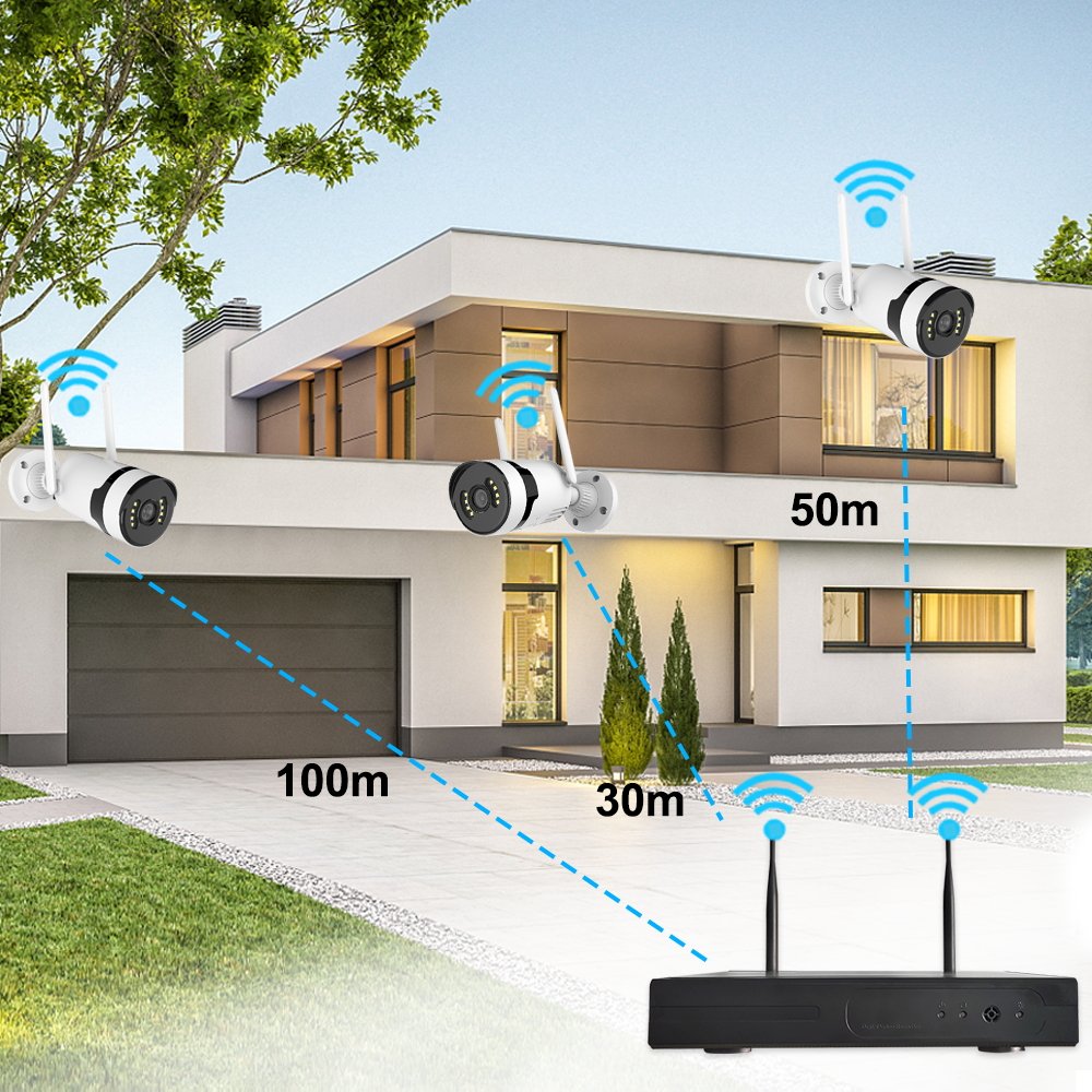 3MP 1296P 4CH Nvr Kit Wifi Cctv Camera Set System Wireless Home Security Camera Surveillance System