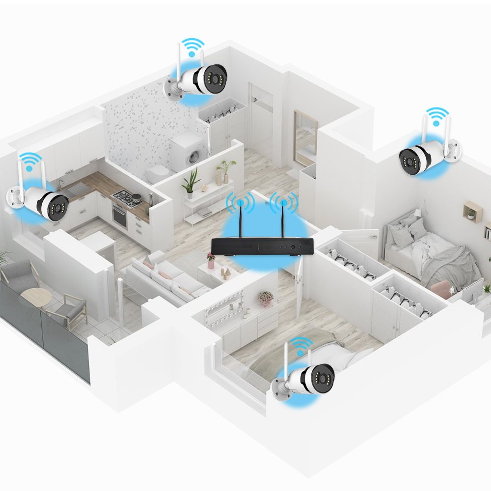 3MP 1296P 4CH Nvr Kit Wifi Cctv Camera Set System Wireless Home Security Camera Surveillance System