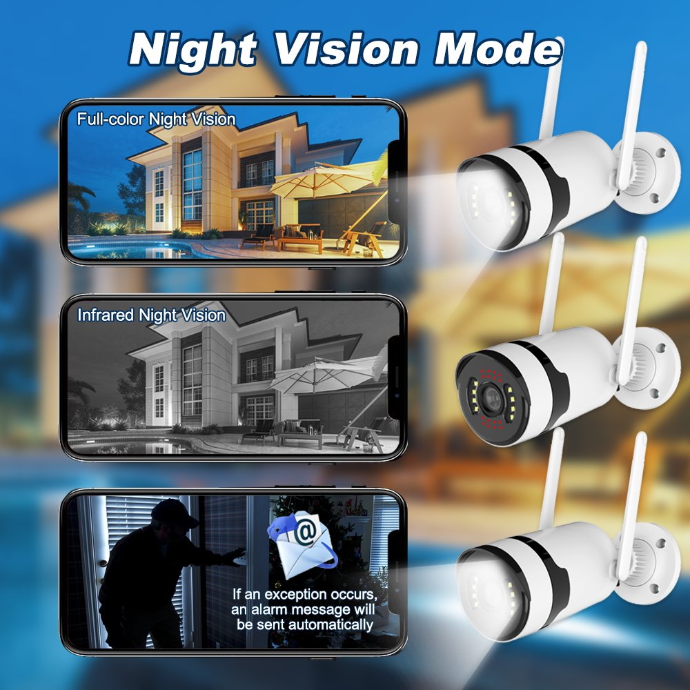 3MP 1296P 4CH Nvr Kit Wifi Cctv Camera Set System Wireless Home Security Camera Surveillance System